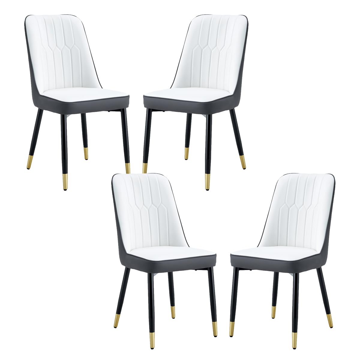 MUUOKY Dining Chairs Set of 4，Modern Dining Chairs, Equipped with PU Leather Backrest Cushions and Black Metal Legs, Suitable for Restaurants,