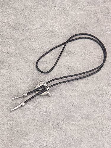 Image of Jeilwiy Bolo Tie for Men Western Cowboy Tie Necklace Gold Bolo Tie Leather Necktie Halloween Tie Accessories for Women