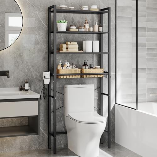 Image of VASAGLE 4-Tier Over the Toilet Storage, Adjustable Shelves, Basket, 68.1''H