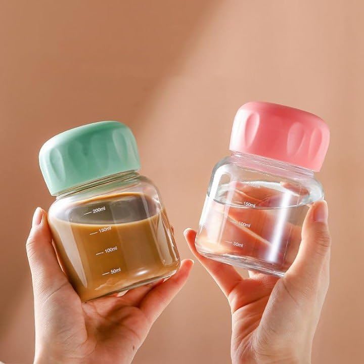 Image of Frosted Glass Water Bottle with Lid 300ml Portable Rope, Small Coffee Mug Cute Juice Jar Flower Tea Drinking Cup BPA Free, Easy to carry (PACK OF 1) (bottle)