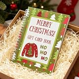 OVYLYA Livre de cartes cadeaux de Noël, 12,7 x 17,8 cm à spirales colorées – Livre de cartes de Noël personnalisé à faire soi même, cadeau de vacances parfait pour la famille, les amis et les