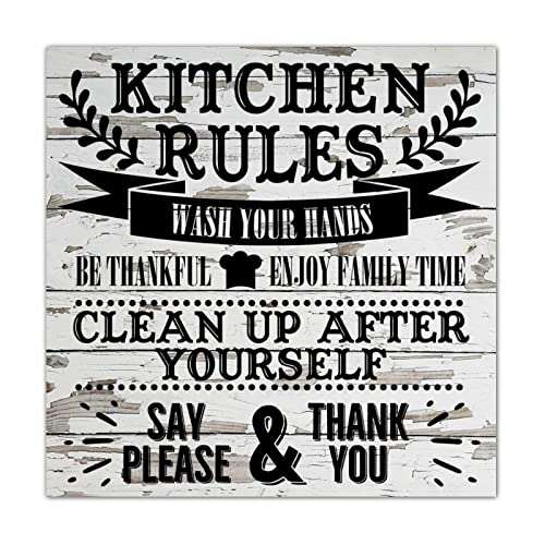 Plaque murale Kitchen Rules en bois pour une cuisine accueillante