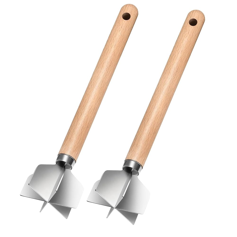 Hndhbfgrt Potato Masher 6-Blade Stainless Steel Meat Chopper 2pcs for Kitchen Cooking Tools Ground Beef Hamburger Smasher