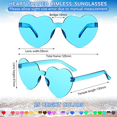 Coume 100 Pairs Heart Sunglasses for Women Rimless Transparent Heart Shaped Glasses Valentine Fashion Girls for Party Favors2