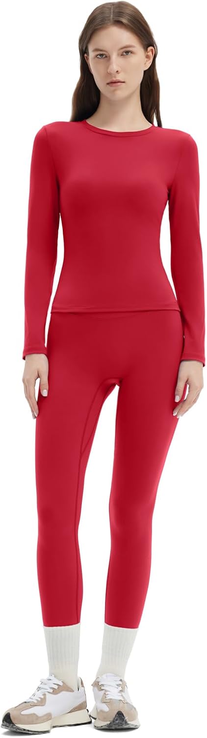 SUUKSESS Women 2 Piece Workout Set Tummy Control Legging Long Sleeve Workout Top