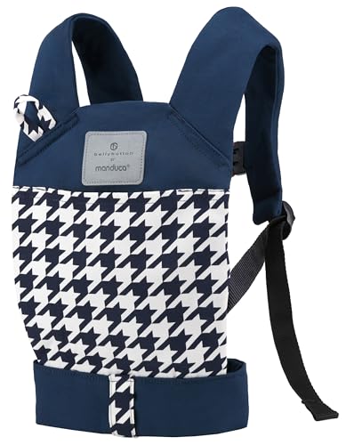 manduca DollCarrier – Puppentrage für Kleinkinder ab 18 Monaten – Puppenzubehör für Jungen und Mädchen – zum Tragen von Kuscheltier und Puppe – Einheitsgröße, Farbe: Pepita Navy