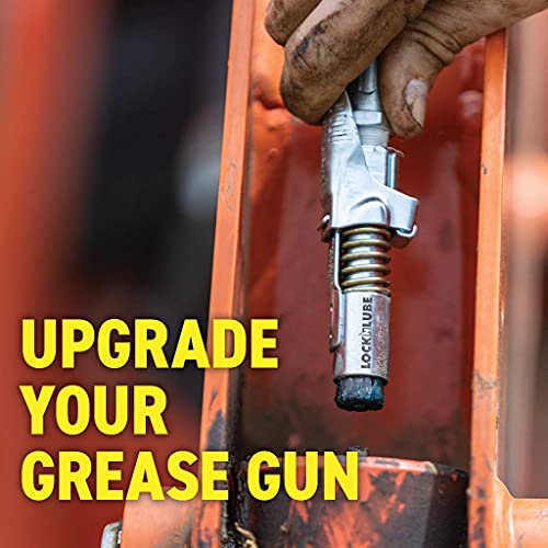 Locknlube Grease Gun Coupler Locks Onto Zerk Fittings. Grease Goes In, Not On The Machine. World's Best-Selling Original Locking Grease Coupler. Rated 10,000 Psi. Long-Lasting Rebuildable Tool. #TOP1