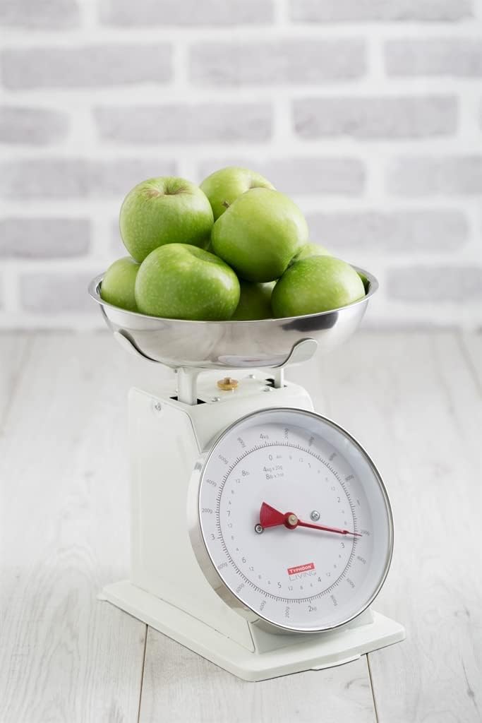 Typhoon Living Kitchen Weighing Scales with Stainless Steel Bowl, 15 x 26 x 22 cm, Cream