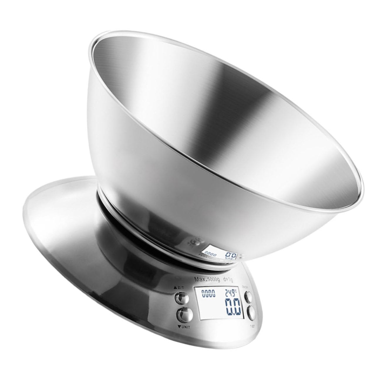 NUOBESTY Stainless Steel Kitchen Scale with Bowl and Clock, High Precision Digital Food Scale Multipurpose Weighing Tool for Home Cooking and Baking Random Color