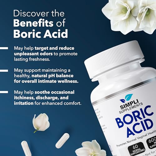 60 boric acid suppositories for women  bv treatment for women  ph balance pills  vaginal care  bacterial vaginosis treatment boric acid 600mg