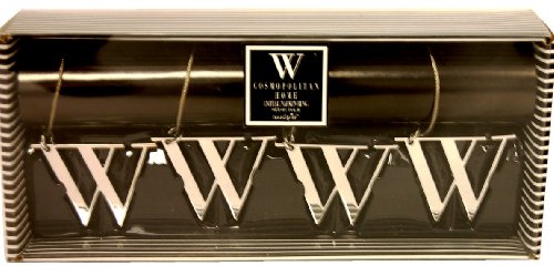 Cosmopolitan Home by Mud Pie, Set of Four Metal Charm Napkin Rings with Monogram 'W'