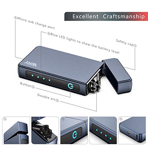 VVAY Elektro Lichtbogen Feuerzeug USB Aufladbar, Windfestes Plasma Arc Sturmfeuerzeug,Flammenloses E Feuerzeug (Tinte… – Bild 4