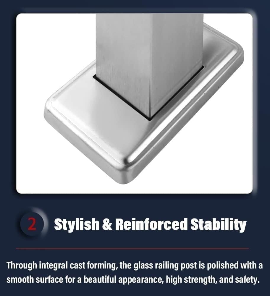 Stainless Steel Glass Balustrade Post for 10/12 Mm Glass, Glass Panel Balustrade System(End Post,85cm)