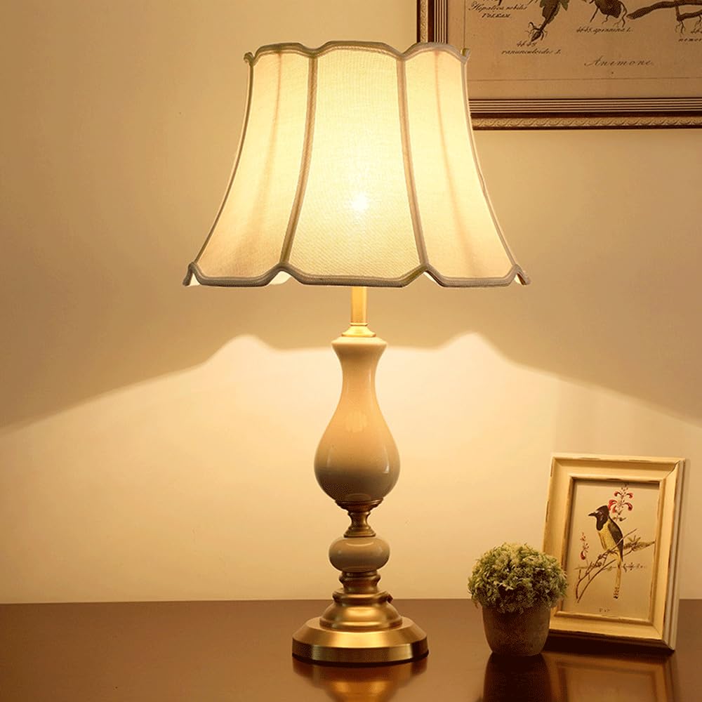 SANBDDLYY American Full Copper Ceramic Table Lamp - Nordic Minimalism Design for Bedroom, Living Room, and Office