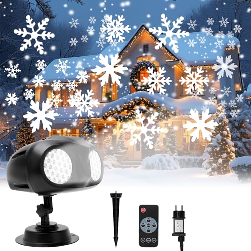 RANJIMA Projektor Weihnachten Aussen, Schneeflocken Projektor, LED Projektionslampe mit Fernbedienung, IP65 Wasserdicht Weihnachtsbeleuchtung außen für Garten Fenster Wand Hof Party Weihnachtsdeko RANJIMA Projektor Weihnachten Aussen, Schneeflocken Projektor, LED Projektionslampe mit Fernbedienung, IP65 Wasserdicht Weihnachtsbeleuchtung außen für Garten Fenster Wand Hof Party Weihnachtsdeko