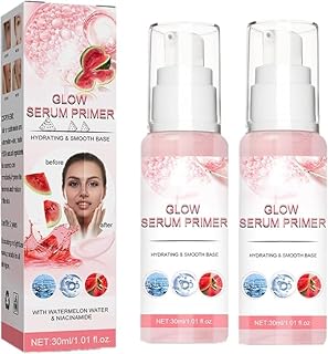 1/2/3/4Pcs Essence Glow Serum, 30ml Essence Watermelon Glow Serum Primer, Glow Serum Primer with Niacinamide & Watermelon Water, Glow Boosting Serum for Face, for Face, Hydrating, Brightens (2pcs)