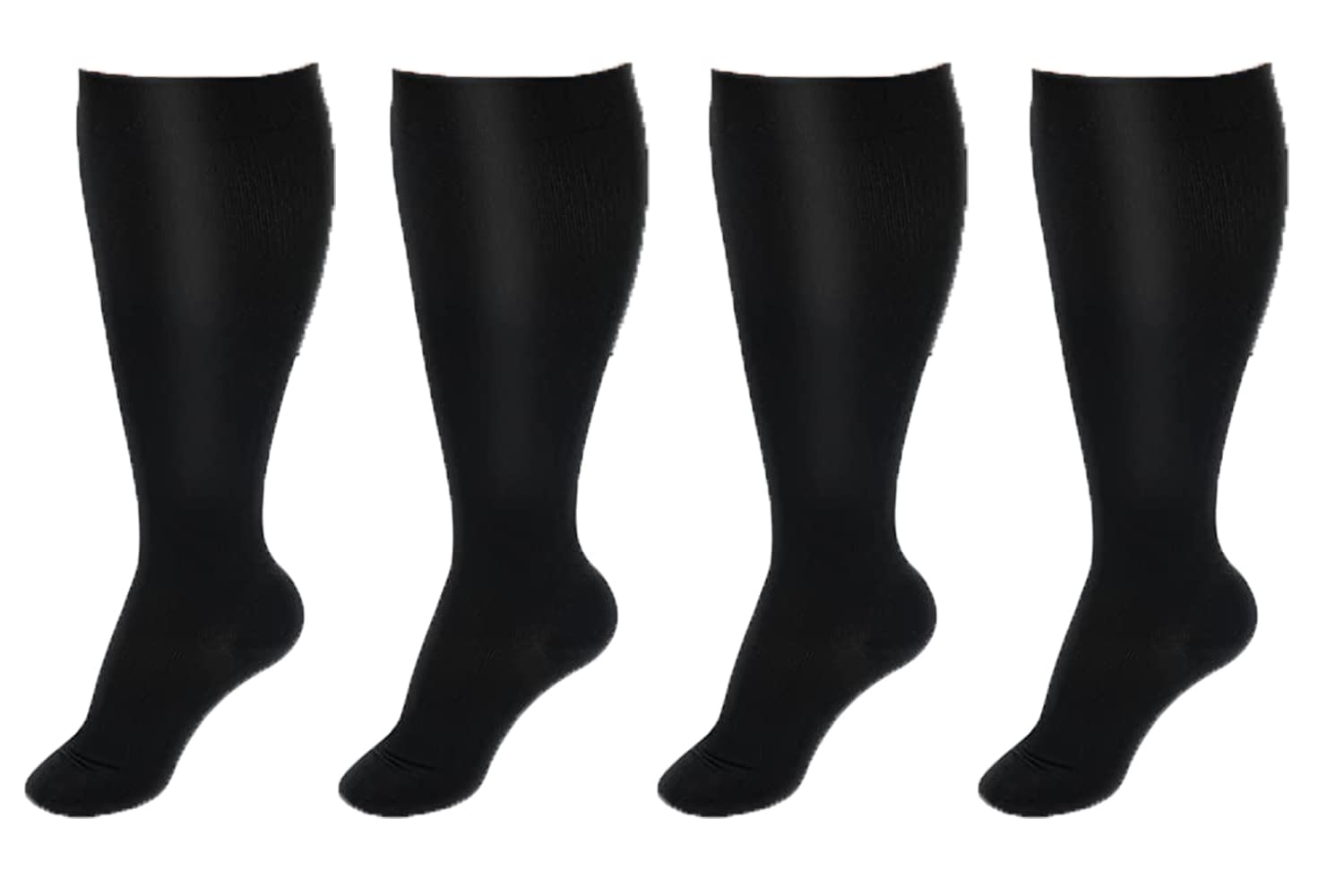 Cheeroyal 2 Pair Plus Size Compression Socks for Women Men Flight Socks Knee High Support Compression Socks Wide Calf Medical Compression Stocking Plus Size Running Socks (7XL, WQH144-5)