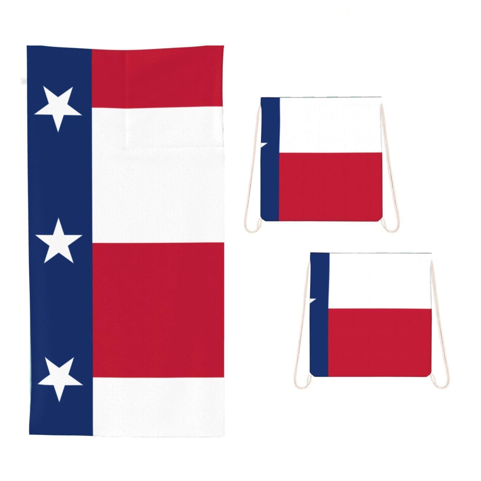 CNTDBU Flag of Texas 2 in 1 Packable Towel Bag-Large Beach Towel with Stuff Sack, Super Absorbent Microfiber Travel Towel for Pool