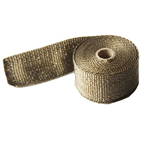Image of LEDAUT Heat Shield Insulation with Ties for Pipe 16' Roll Titanium Motorcycle Exhaust Tape Thermal Protection