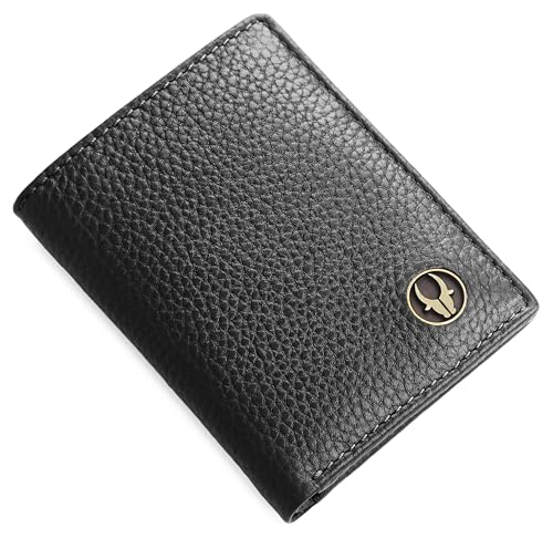 Image of WildHorn RFID Protected Genuine Leather Wallet for Men I 4 Card Slots I 2 Slip Pockets I 1 Currency Compartment (Black)