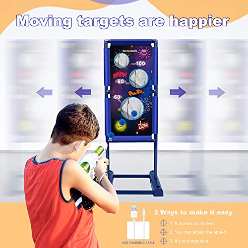 Kaufam Gun Toy Gift For Boys Age Of 4 5 6 7 8 9 10 10+ Years Old Kids Girls For Birthday With Moving Shooting Target 2 Blaster Gun And 18 Foam Balls Compatible With Nerf Guns #TOP3