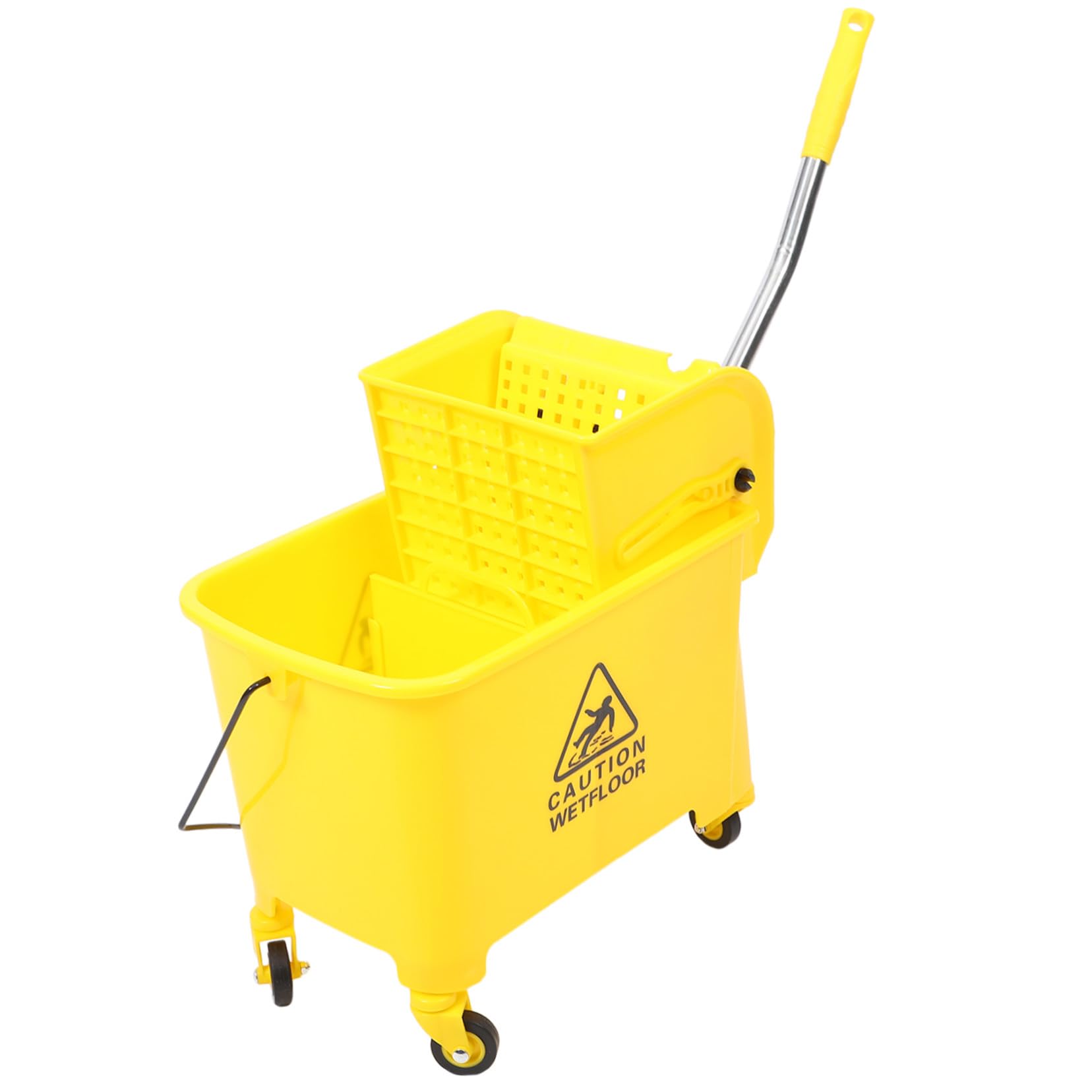 Cubo de Fregona Amarillo Ruedas para Limpieza Comercial 20l