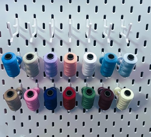 JL House. 20 unidades de hilo de coser para IKEA Skadis pared perforada, accesorios de soporte para placa perforada, soporte para rollos de hilo (blanco)