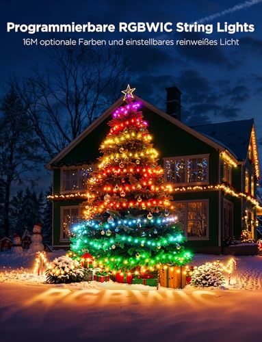 Govee RGBWIC Weihnachtsbeleuchtung 20m, Kompatibel mit Alexa, grünes Kabel – Ansicht 3