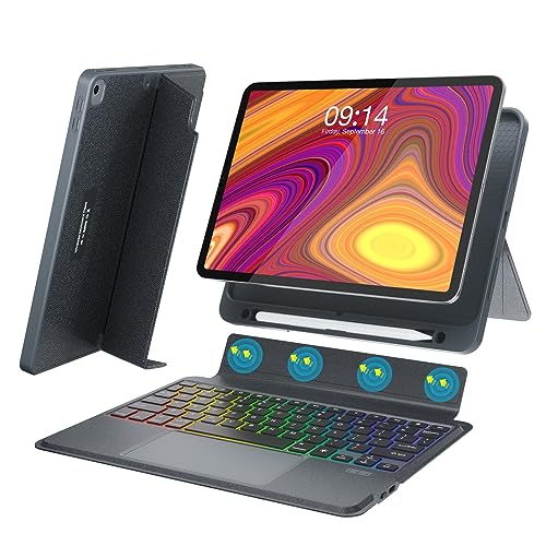 OPAKIT Magnetic Backlit Keyboard Case for 9th/8th/7th Generation 10.2-inch with Multi-Touch Trackpad, 7 Colors Detachable Wireless Magic Keyboard for iPad Pro 10.5 inch Air 3rd (2021/2020/2019/2017)