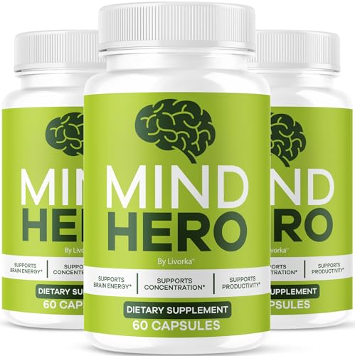 (3 Pack) Mind Hero Capsules - Brain Health and Memory Support Advanced Formula MindHero Focus Pills Daily Support Natural Cognitive Function for Overall Health & Wellness 180 Capsules for 3 Months