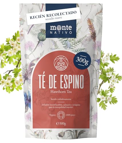 Té de Espino Monte Nativo (300 g) - Hojas y Flores de Espino 100% puro y natural - Delicioso Té de Flores de Espino para infusiones de hierbas y decoración de postres - Té de Hierbas - Té de frutas