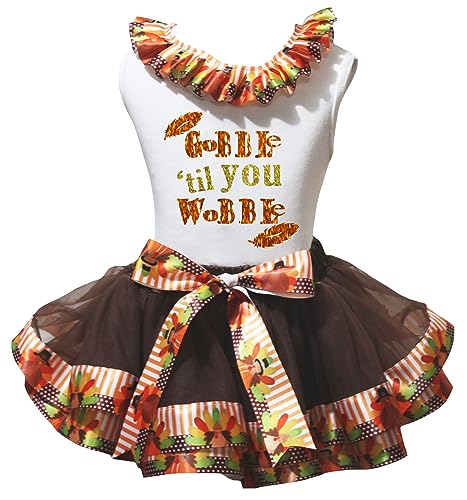 Conjunto Gobble Til You Wobble infantil con falda de pétalos para Acción de Gracias