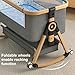 whiffee 3 in 1 Baby Bassinet,Bedside Sleeper with Storage Basket and Wheels,Portable Baby Crib with Mosquito Net, 6 Adjustable Height & Breathable Mesh,Easy to Fold (Brown&Black)