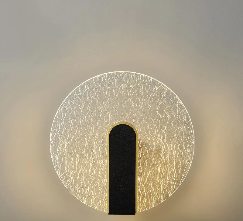 Genérico Lámpara de pared, Lámpara de pared acrílico con forma onda humo agrietado, luz nórdica, lámpara creativa lujo for dormitorio(R-crackle)