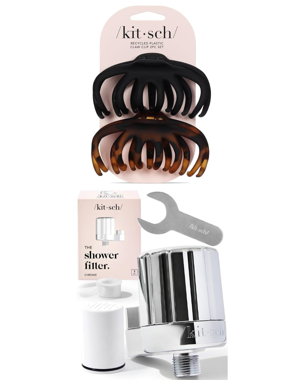 Kitsch Octopus Hair Clips for Women & Shower Head Filter for Hard Water (Chrome) with Discount