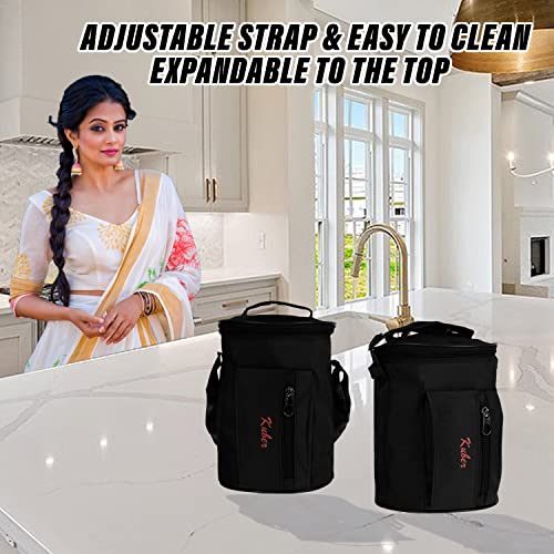 Image of Kuber Industries Lunch Bag | Canvas Waterproof Tiffin Bag for Office | Adjustable Shoulder Strap with One Small Zipper Pocket | Black