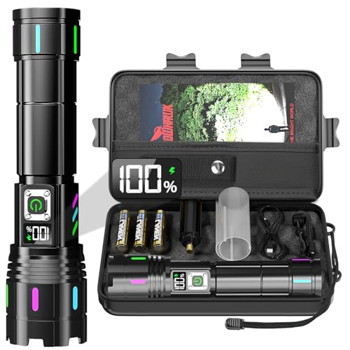 Flashlight 20000 High Lumens Rechargeable - 30W Super Bright LED Flash Light with LCD Display | 3937ft Beam & 12H Long Lasting USB C Powerful Handheld Flashlight for Home, Camping, Hiking, Emergency
