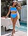 BMJL Womens Tummy Control Swimsuit High Waisted Two Piece Bikini Sets Athletic Color Block High Cut Swimwear(XL,Rainbow Blue)