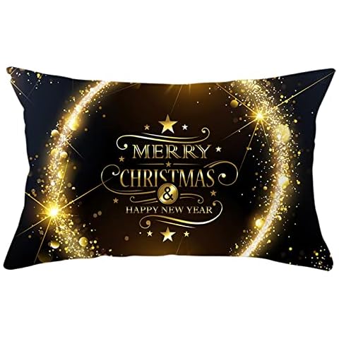 Funda de cojín AmDxD con diseño de círculos ''Merry Christmas Happy New Year'' Cover