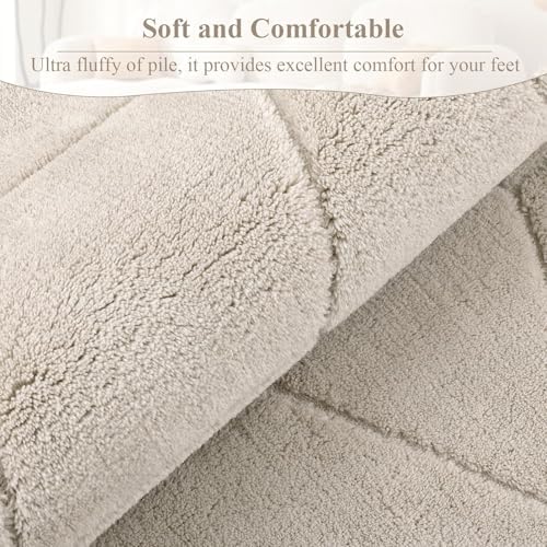 Tapete beige suave y esponjoso 5x7 ft geométrico antideslizante lavable miniatura 3