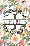 Justice: Personalized To Do List Notepad with Elegant Floral Design Cover. 120 Pages of Practicality and Charm. The Perfect Justice Name Gift, Lined Notebook for Organizing Tasks, Ideas and Daily Goals. Enhance Your Efficiency and Style