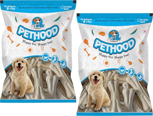 Image of Rawhide Dog Chew Bone 5 Inch 2Kg Pack | Chicken Flavoured | Pressed Bones for Dogs | Dog Treats for All Breeds | Natural Dog Chews | No Added Colour