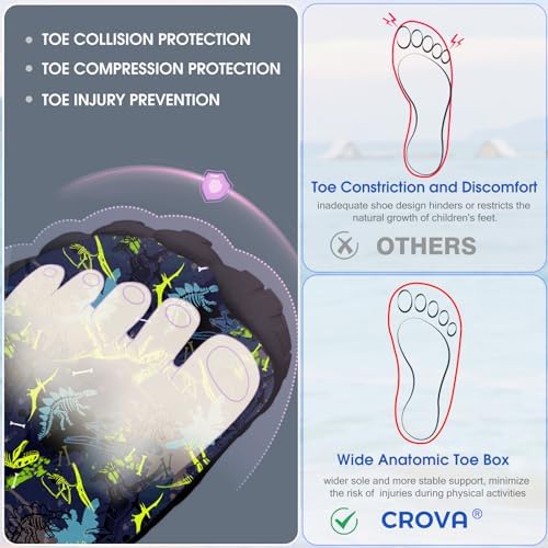 CROVA Built-in Heel Grips Water Shoes for Kids Girls Boys Hiking Shoes Wide Barefoot Swim Beach Pools Slip-On Quick Dry Lightweight for Big Little Kids Toddler — view 3