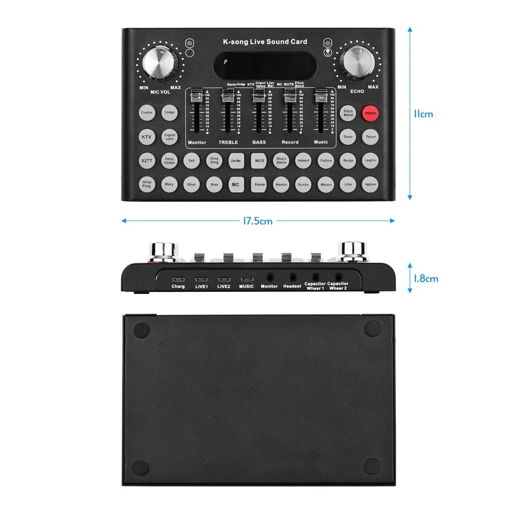 Smartphone Computer Scheda Audio Live Voice Changer Dispositivo Mixer Audio Built-in Effetti sonori multipli per la registrazione