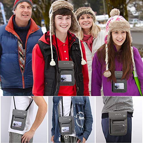Roosalance Neck Pouch Passport Holder With Rfid Waterproof Multifunctional Document Organizer Visual Window Design Travel Wallet For Men And Women Grey #TOP5