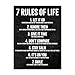 7 Rules of Life Motivational Poster - Printed on Premium Cardstock Paper - Sized 11 x 14 Inch - Perfect Print For Bedroom or Home Office