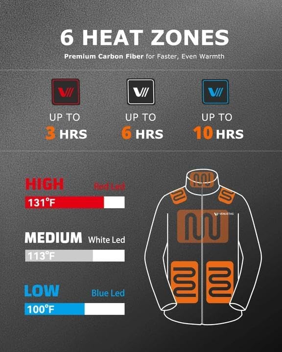 Venustas Men's Fleece Heated Jacket with Battery Pack, Soft Lightweight Heated Coat for Outdoor - Image 3