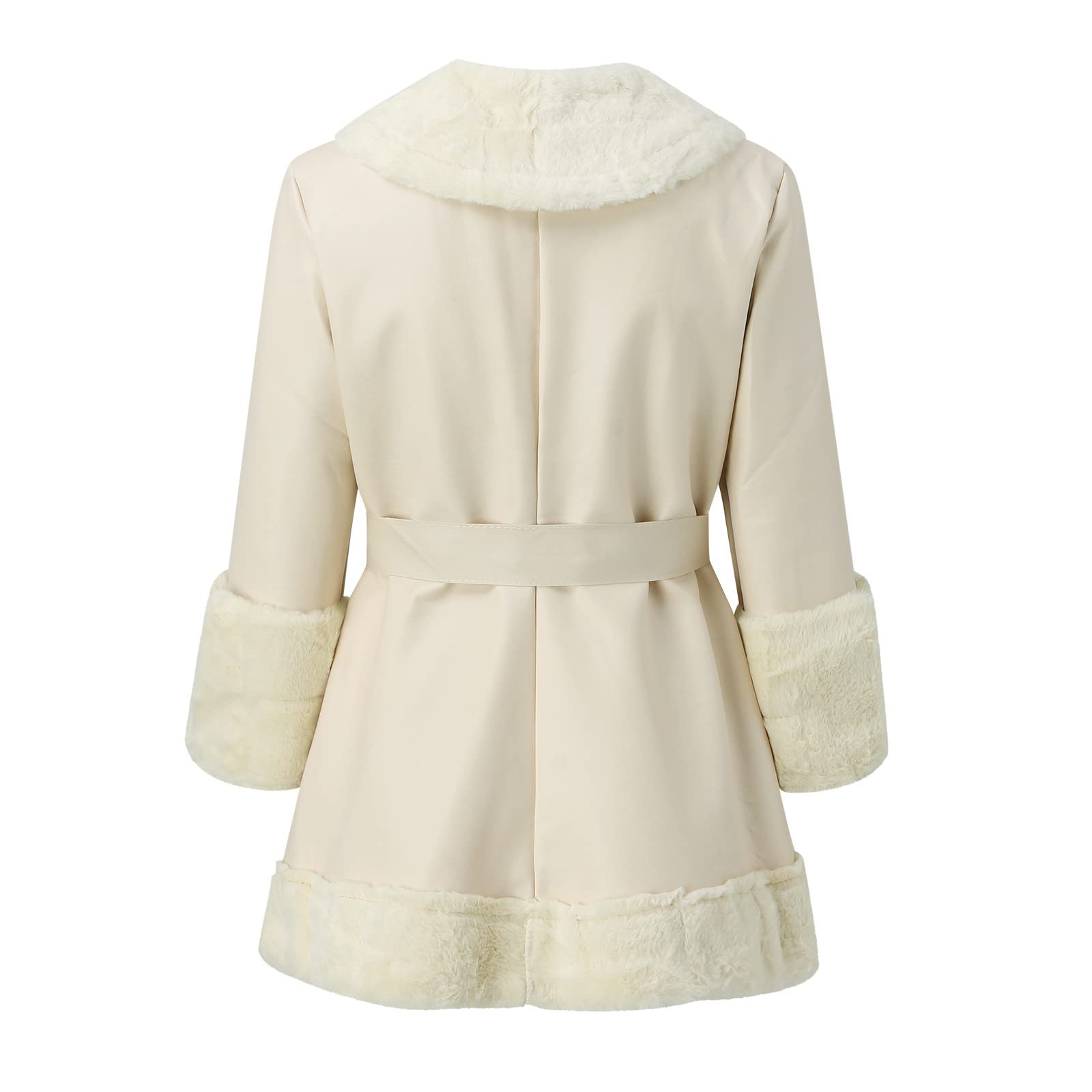 Cappotto invernale da donna lungo – cappotto in ecopelle da donna con pelliccia collo a scialle cintura giacca cappotto con pelliccia sintetica parka lungo cappotto esterno trench in similpelle