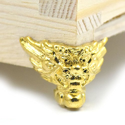 Bluemoona 20 Pcs - Plastic Jewelry Chest Boxes Wood Decorative Gold Feet Leg Corner Protector Guard Dragon 24Mmx16Mm #TOP4
