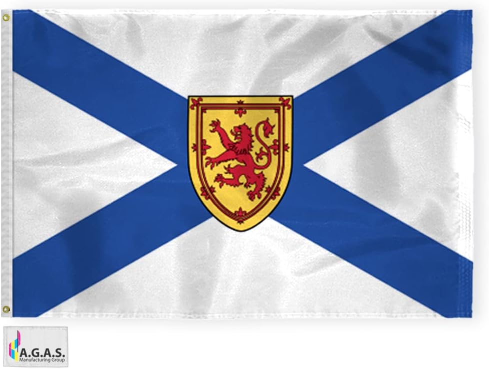 AGAS Nova Scotia Canada Province Flag 3 x 6 ft 200D Nylon Fabric Double Stitched Canvas Header Brass Grommets Fade Resistant & Vivid Colors Canadian Province of Nova Scotia (Official ratio 1:2)